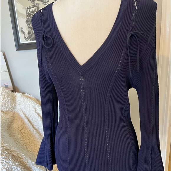 Gorgeous knit dress by Jonathan Simkhai! Navy blue.Fitted. Stretchy. - Picture 2 of 12